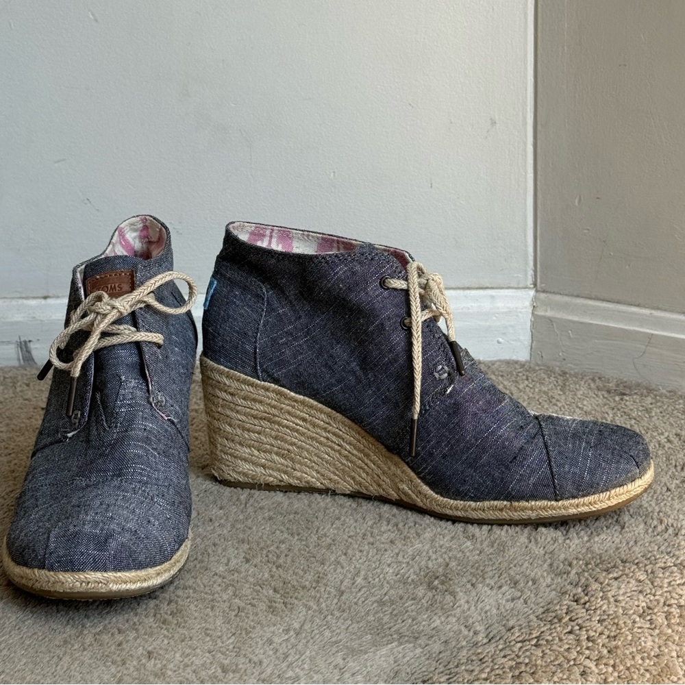 Toms Denim Blue Wedges